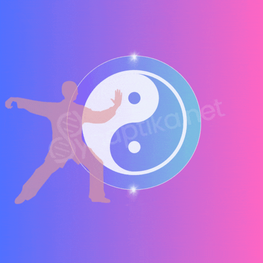 Image d'un symbole de yin yang avec un maître de tai chi chuan